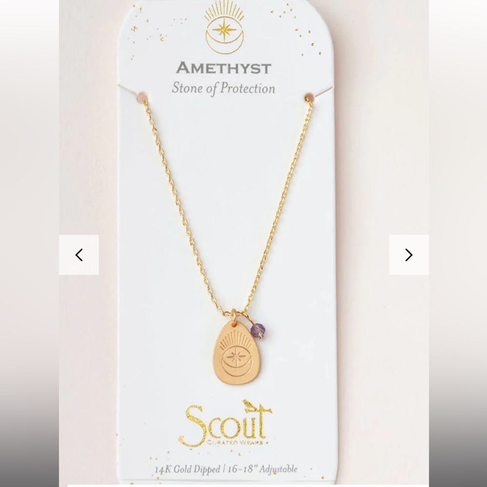 NWT Scout Stone of Protection Amethyst Gold Necklace